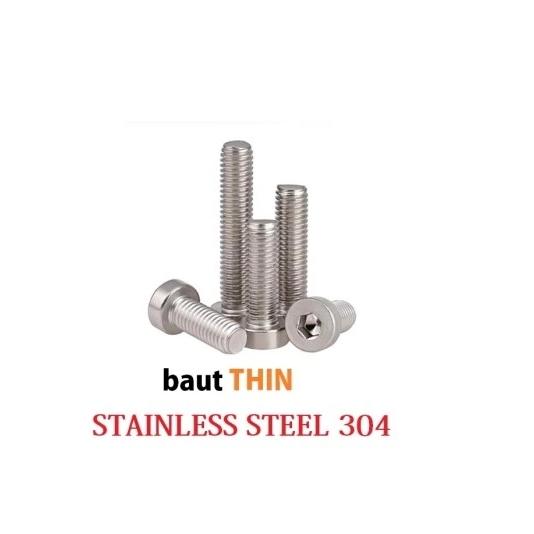(1pcs) SS304 Baut Thin M5x25