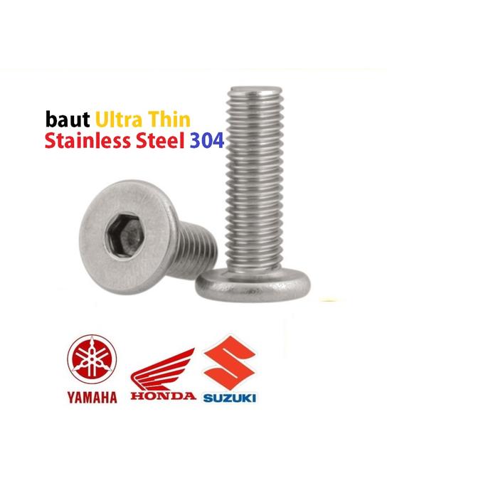 (1pcs) SS304 Baut Ultra Thin M3x16