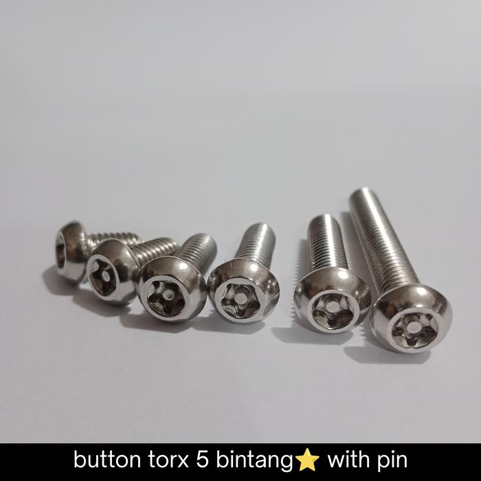 (1pcs) SS304 Baut Button Torq 5 Bintang M5 x 16