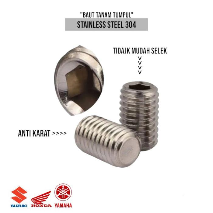 (1pcs) SS304 Baut Tanam Tumpul M2.5x8