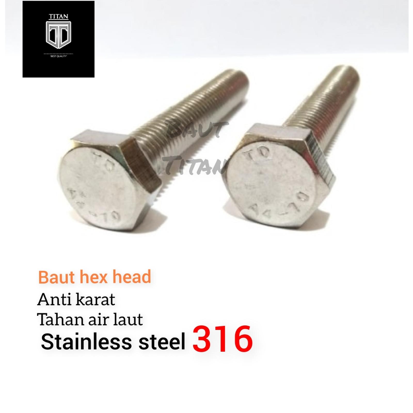 (1pcs) Stainless Steel  316 Hex Bolt M6x60