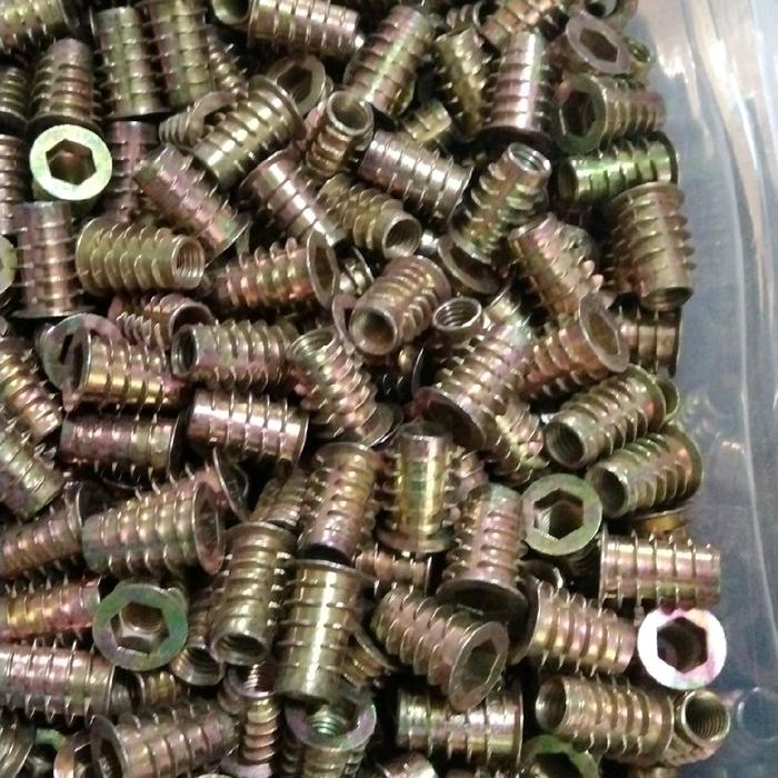(1pcs) Zinc Alloy Hex Socket With Flange Conical Wood Insert Nuts M6x20